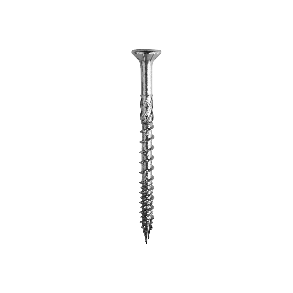 Vis inox pour système de fixation terrasse, 6x70 mm, tête plate, corps fileté